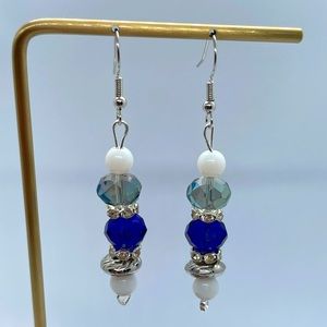 Blue and White Elegant Earrings